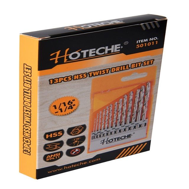 13PCS HSS Twist Drill Bit Set (Sae)